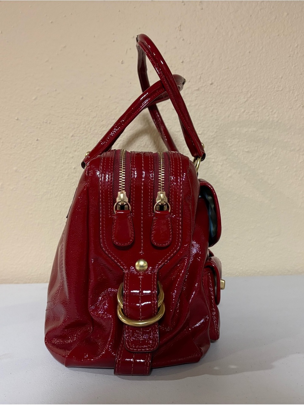 Coach Red Patent Turn Lock Satchel Bleeker Street Limited Edition Peyton 13051 - Picture 3 of 12